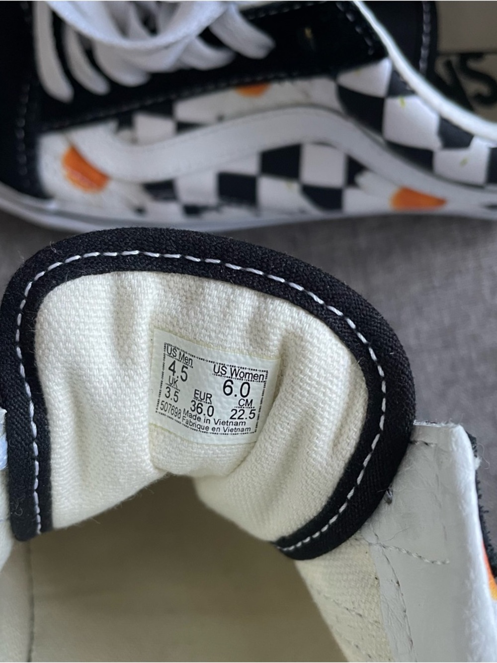 Vans Old Skool Black & White Checkerboard Daisy Low-Top Sneakers - Picture 7 of 8